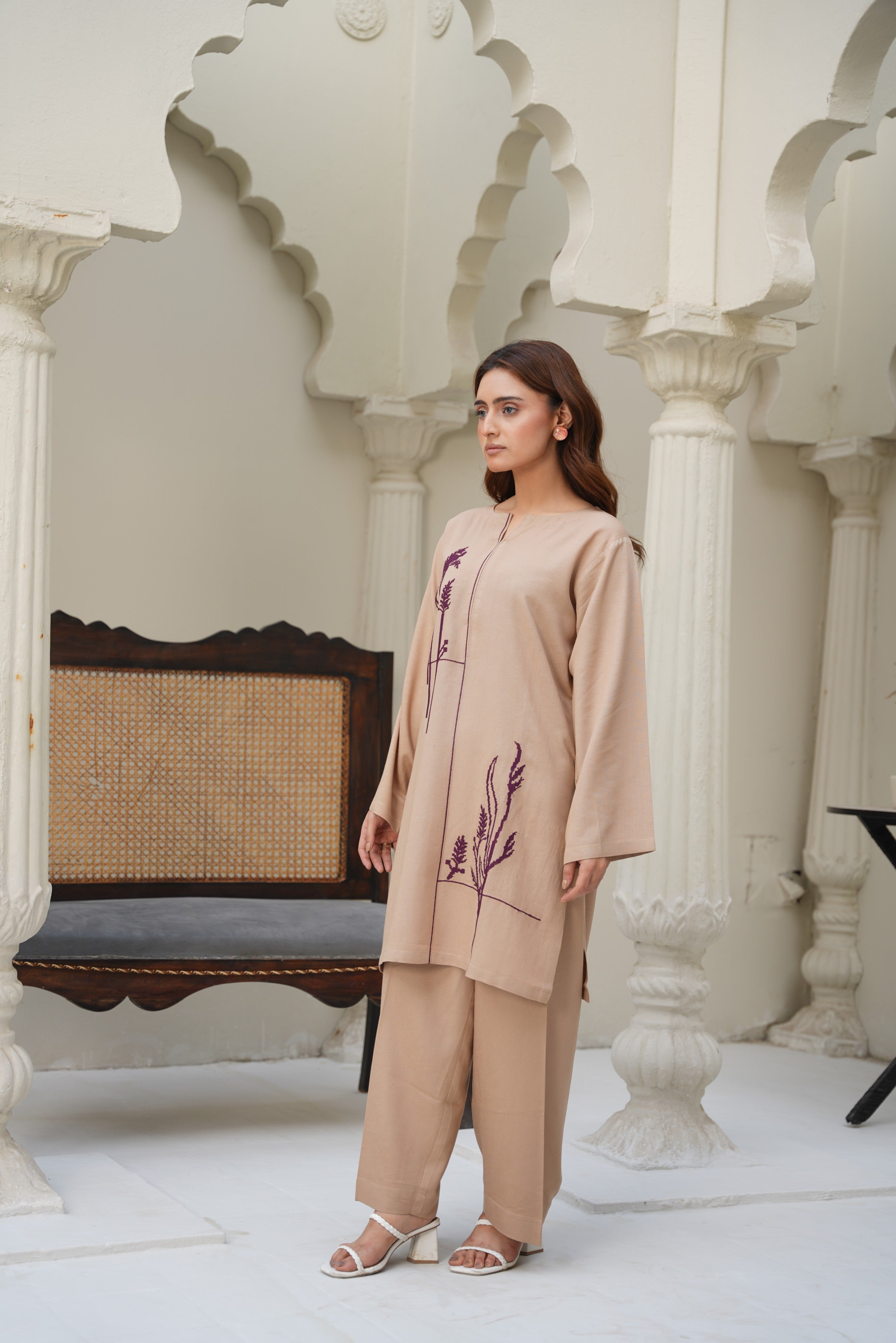 Sand Dune – Stitched Silk Karandi Two-Piece Set