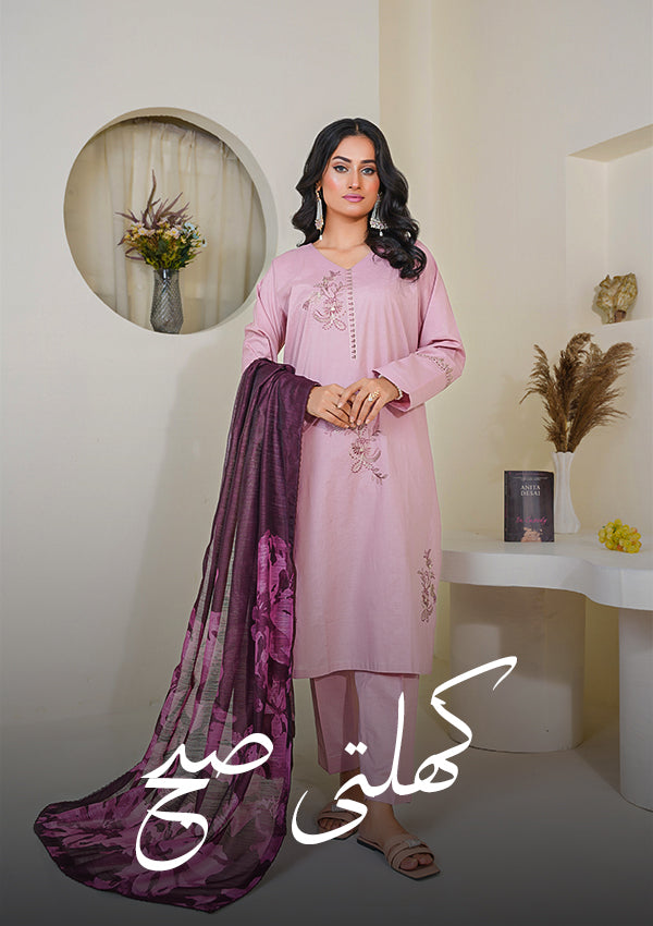 Khilti Subah 3 PC Embroidered Suit