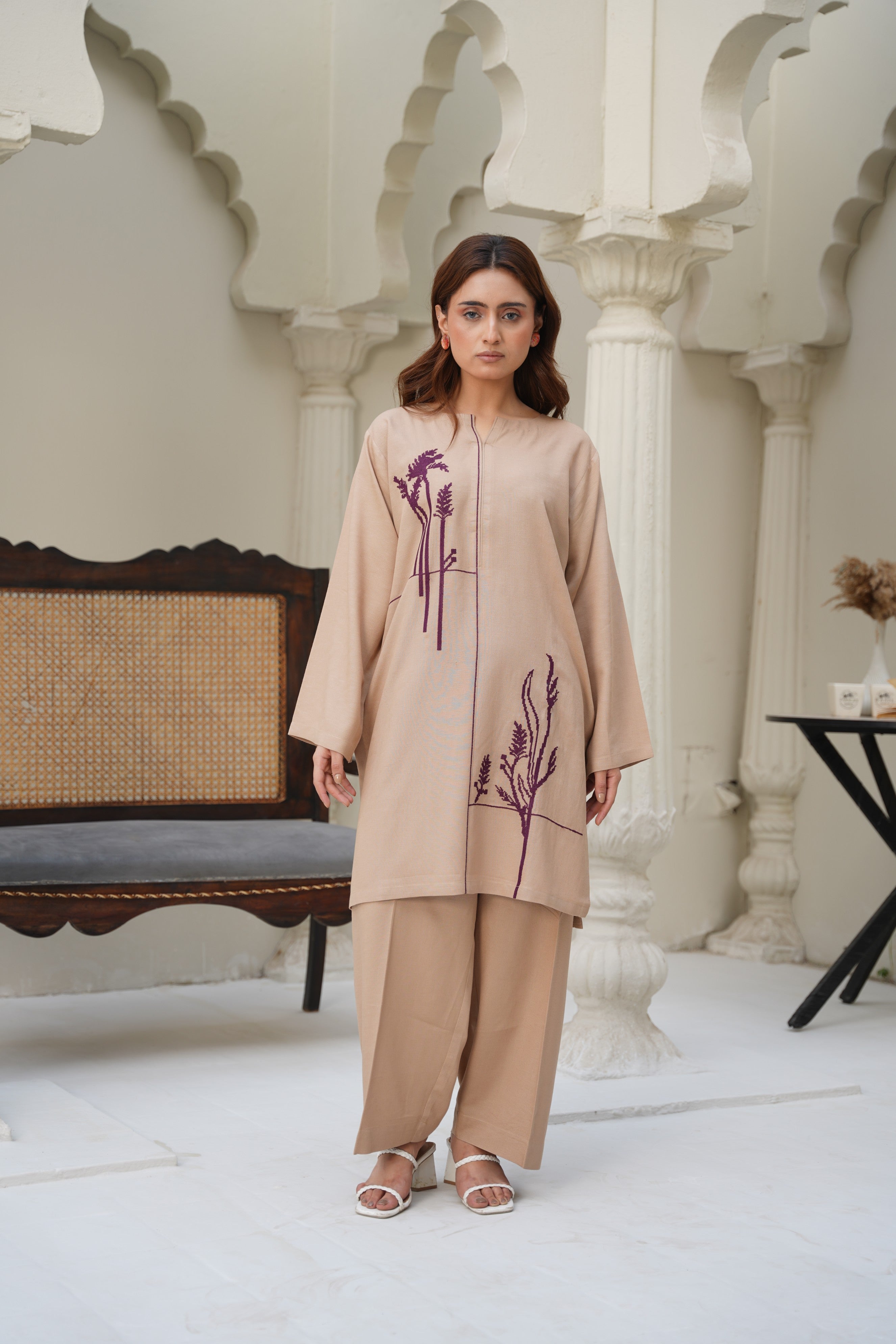 Sand Dune – Stitched Silk Karandi Two-Piece Set